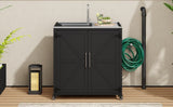 Outdoor Movable Kitchen Sink Patio Modular Kitchen Sink Station with Cabinet for Garden, Patio, N719P244793B