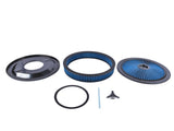 14" x 3" High Flow Round Air Cleaner Kit Washable Recessed Base Blue Filter Black Trim 42417449