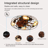 Caged Ceiling Fan With Light, 20'' farmhouse Low Profile Ceiling fan Lights With Remote Control, W1340103792