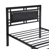 Twin Size metal bed Sturdy System Metal Bed Frame, Modern style and comfort to any bedroom, black W2297P347753