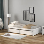 ZUN Twin Bed with 2 Drawers, Solid Wood, No Box Spring Needed ,White 95467586