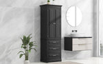 ZUN Tall Storage Cabinet with Three Drawers for Bathroom/Office, Black WF299282AAB