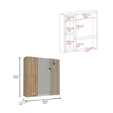 ZUN Sines Medicine Cabinet, Four Internal Shelves, Single Door -Pine B20092078