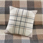 ZUN 6 Piece Printed Herringbone Quilt Set with Throw Pillows Neutral King/Cal King B03597578