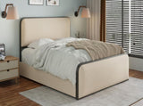 Modern Metal Bed Frame with Curved Upholstered Headboard and Footboard Bed with 4 Storage Drawers, N701P229017B