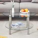 ZUN Contemporary Minimalist Double Layer Tempered Glass Coffee Table - 27.5" Top and 23.6" W1151P234011