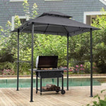 ZUN Outdoor Grill Gazebo 8 x 5 Ft, Shelter Tent, Double Tier Soft Top Canopy Steel Frame with hook W41918148