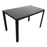 Simple Assembled Tempered Glass & Iron Dinner Table Black 20824867