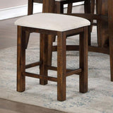 Set of 2pcs Counter Height Stools Dining Room Furniture Rustic Oak / Beige Fabric Cushion w/ Welt B011111840