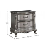 Wooden Nightstand with 2 Drawers in Antique Platinum Finish B016P256539
