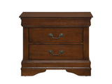 Classic Louis Philippe Style Brown Cherry Finish 1pc Nightstand of 2x Drawers Traditional Design B01155850