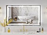40x32" Black Eco-Friendly Silver Mirror Dual LED Light Strips Front and Back LightingUnable ship on 98115433