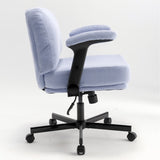 Chair with Wheels and Flip Arms-Comfy Fabric Cross Legged Office Chair with Thick Cushion&Wide Seat, 77632924