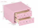Elegant Velvet Nightstand with 2 Drawers and Crystal Handle, Storage Bedside Table with 65270189