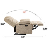 Large Manual Recliner Chair in Fabric for Living Room, Beige W3224P288517