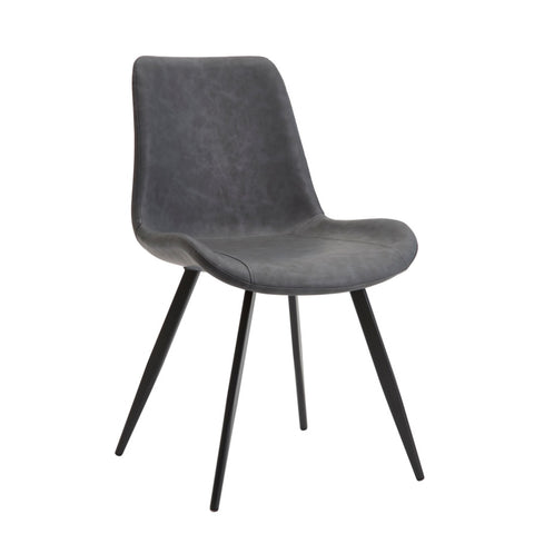 ZUN Modern Design Dining Chairs 2pc Set Gray Faux Leather Upholstery Black Metal Legs Kitchen Dining B011P238922