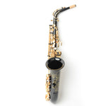 ZUN Be Brass Carving Pattern Pearl White Shell Button Saxophone with Strap Black 68095818