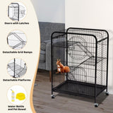 37" Metal Ferret Chinchilla Cage, Small Animals Hutch with Ramps and Feeders and Wheels, Rabbit 81251657