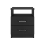 ZUN Napoles Nightstand , End Table, Side Table Superior Top, Two Drawers, One Shelf -Black B20091967