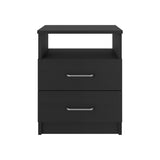 ZUN Napoles Nightstand , End Table, Side Table Superior Top, Two Drawers, One Shelf -Black B20091967