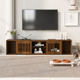 Mid-Century Morden Walnut Tv Stand With Extendable table Soft cushion Sliding door Cat friendly N843P255637W