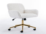 A&A Furniture Office Chair,Artificial rabbit hair Home Office Chair with Golden Metal W114392211