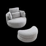 39"W Oversized Swivel Chair with moon storage ottoman for Living Room, Modern Accent Round Loveseat W83489913