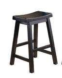 ZUN Black Finish 24-inch Counter Height Stools Set of 2pc Saddle Seat Solid Wood Casual Dining Home B01151975