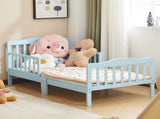Blue painted pine wood toddler bed with side rails, 135*75*62.5cm, single layer bed for children 23050956
