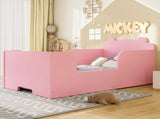 Toddler Floor Bed Frame, Cot Bed for Boys and Girls Ages 3-6, Bear Shape Toddler Bed, Pink W1580P373260