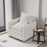 Chenille Fabric Comfy Deep Single Seat Sofa Upholstered Reading Armchair Living Room W1036P187125