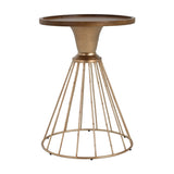 HOLLOW EDGE RETRO ART PINE SIDE TABLE, ANTIQUE GOLD NATURAL COLOR N770P281548A