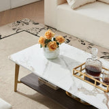 Coffee Table Rectangular Center Table for Living Room Open Space Side Table with Metal Frame W1911P269599