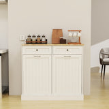 ZUN Two Drawers and Two-Compartment Tilt-Out Trash Cabinet Kitchen Trash Cabinet-White W282P160454