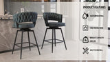 ZUN 26" Bar Chair Suede Woven Bar Stool Set of 2,Black legs Barstools No Adjustable Kitchen Island W2189P180367