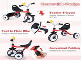 Toddler Tricycle with Rainbow LED Wheels, Foldable 3-in-1 Balance Bike with Carbon Steel Frame, 84993791