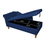 Navy Blue Chaise Lounge Indoor,Velvet Lounge Chair for Bedroom with Storage & Pillow,Modern W1170105033