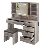 Large Vanity Table Set with LED Lighted Mirror, Vanity Desk with Charging Station, Makeup Table with 23225109