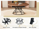 A circular dining table with a diameter of 47.3 inches, featuring 4 walnut wood grain MDF tabletops, W1151P434789