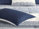 3 Piece Cotton Comforter Set with Chenille Tufting Navy Full/Queen B035128802