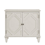 33.6" Retro Wooden Sideboard Buffet Cabinet with Storage, Symmetrical Geometric Accent Display W1801P346237