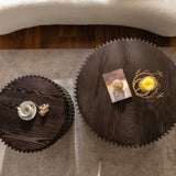 Vintage Fashion Style Cylindrical Nesting Coffee Table Set with Vertical Textured Embossed Design W757P264674