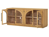 TREXM 4-Door Large Storage Sideboard Buffet Cabinet with Glass Doors, Arched Cabinet with Adjustable N715P290642E