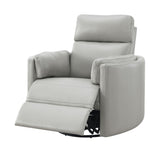 ZUN ACME Sagen Glider Recliner w/Swivel, Gray Leather Aire LV01880