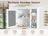 35'' x 28'' White Wall Mounted Bathroom Storage with Mirror Door, Modern Bathroom Wall 35423645