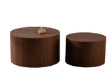 Nesting Coffee Table Set of 2 Round Wooden Coffee Tables Circle Modern Table for Small Space Living W3081P255157