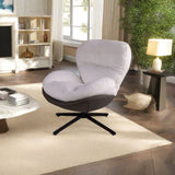 360&deg Swivel Office Chair, Modern Chenille Chair with Faux Leather and Black Metal Base Frame, No N817P205024W