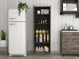 Buxton Rectangle 2-Door Storage Tall Cabinet Dark Brown and Black Wengue B06280491