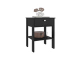 Nightstand, 1 Drawer, 1 Shelf, 4 Legs, Black Wengue B097P369428