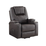 ZUN ACME Evander Recliner w/Power Lift, Brown Leather Aire LV02181